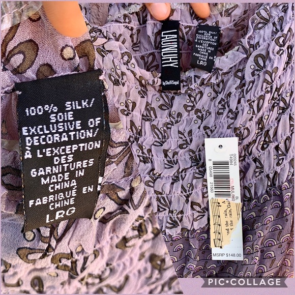 Laundry by Shelli Segal Silk Gypsy Peasant Top - Picture 5 of 8